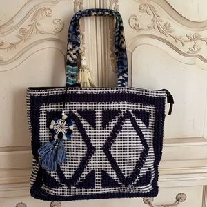Steven By Steve Madden Blue and White Tote Bag